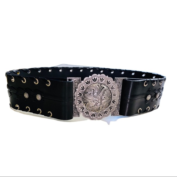 ST. JOHN $800 Concho Western Leather Belt RARE - Picture 1 of 10